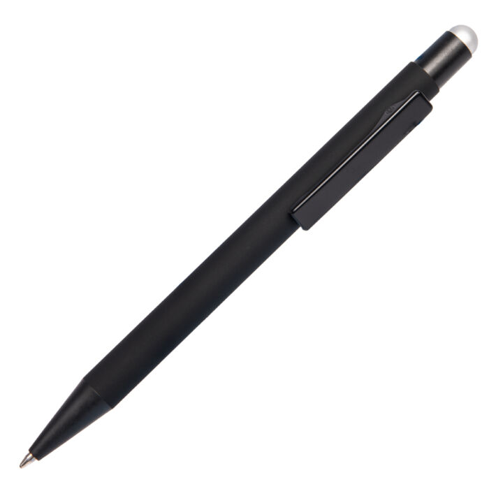 Ручка шариковая FACTOR BLACK со стилусом, черный, серебристый