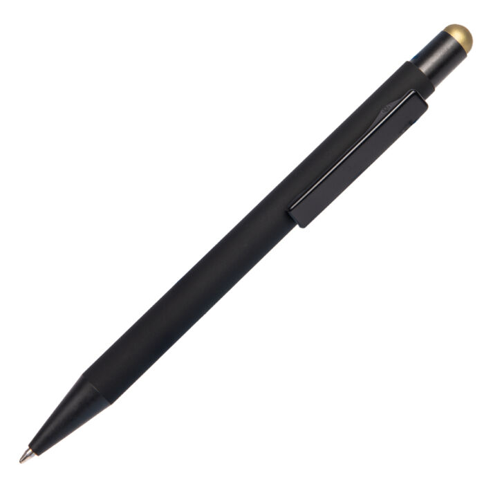 Ручка шариковая FACTOR BLACK со стилусом, черный, золотистый