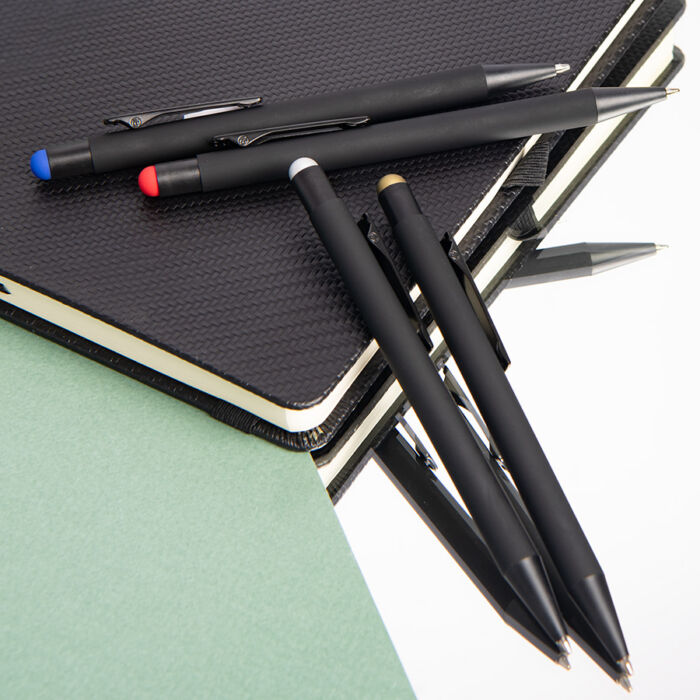 Ручка шариковая FACTOR BLACK со стилусом, черный, золотистый