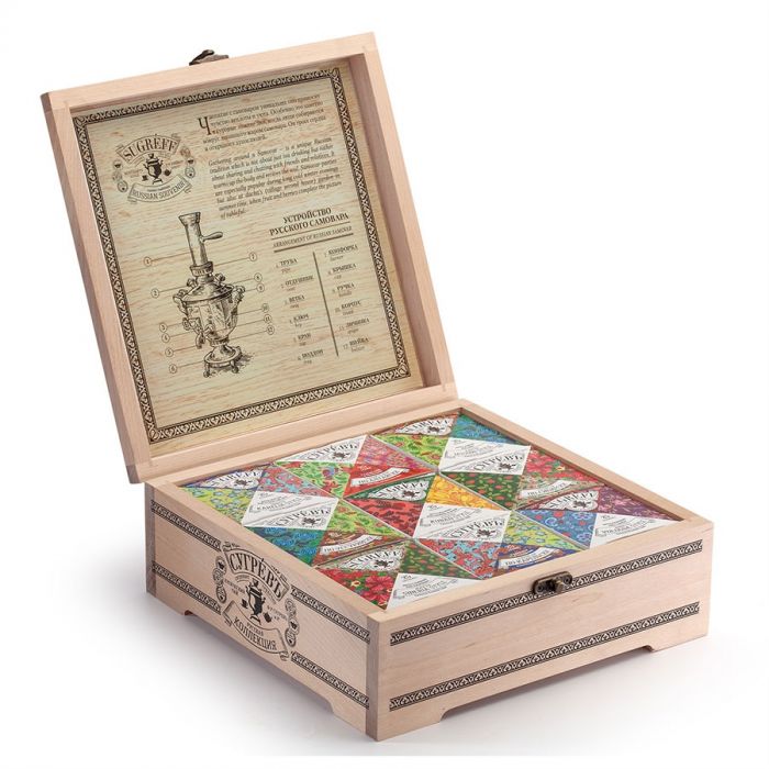 Подарочный набор Сугревъ в деревянной коробке без лого, бежевый