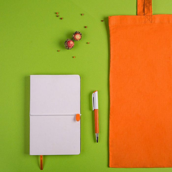 Набор подарочный WHITEYOU: бизнес-блокнот, белый, оранжевый