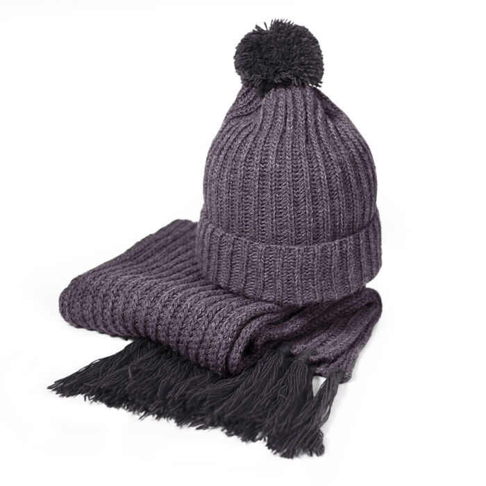 Вязаный комплект шарф и шапка GoSnow, темно-серый