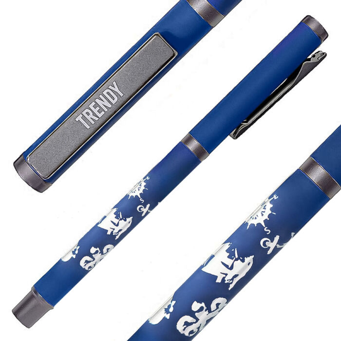 Ручка шариковая TRENDY, синий, серый