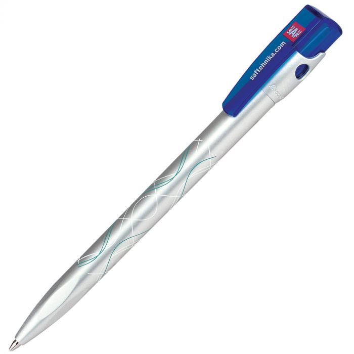 Ручка шариковая KIKI SAT, синий, серебристый
