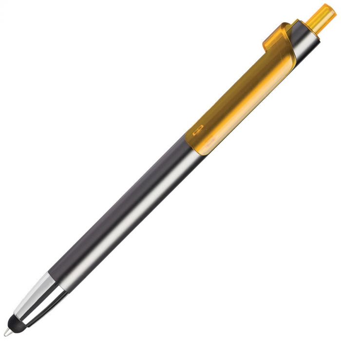 Ручка шариковая со стилусом PIANO TOUCH, графит, желтый