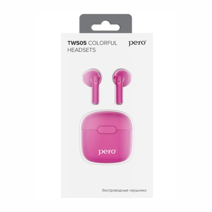Наушники True Wireless PERO TWS05 COLORFUL, розовый
