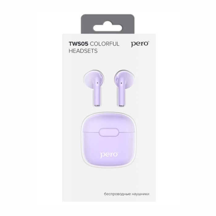 Наушники True Wireless PERO TWS05 COLORFUL, фиолетовый