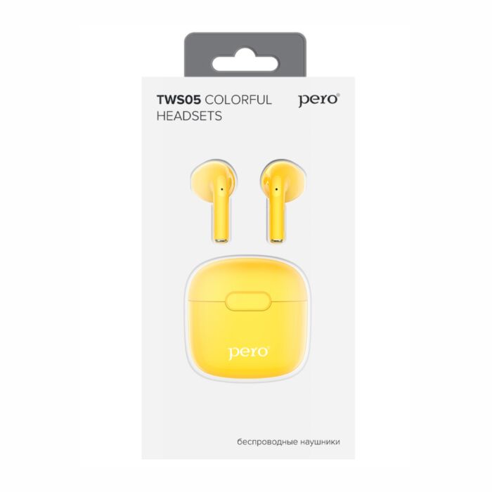 Наушники True Wireless PERO TWS05 COLORFUL, желтый