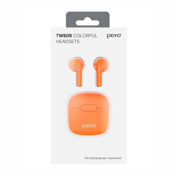 Наушники True Wireless PERO TWS05 COLORFUL, оранжевый