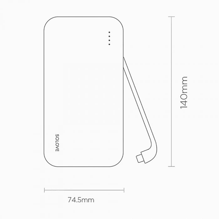 ПЗУ Solove W7 со встроенными кабелями Type-C и Lightning, белый