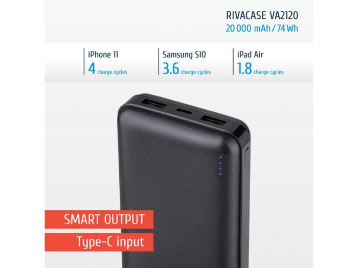 RIVACASE VA2120 (20000mAh), внешний аккумулятор /24