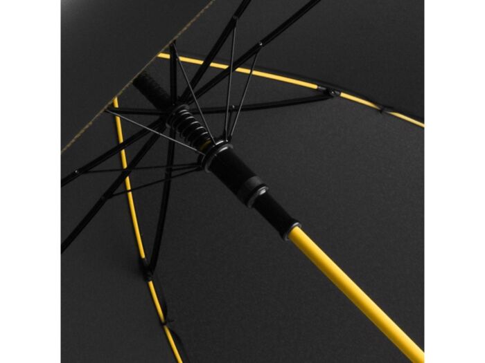 Зонт-трость 1084 Colorline с цветными спицами и куполом из переработанного пластика, черный/желтый