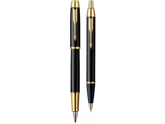 Набор Parker IM Core Black GT: ручка шариковая, ручка перьевая, черный/золотистый