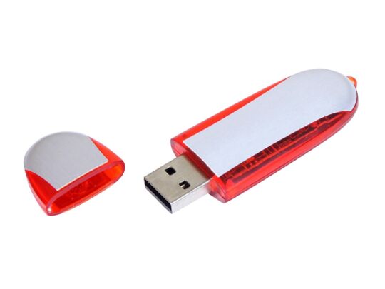 USB 2.0- флешка промо на 64 Гб овальной формы, красный