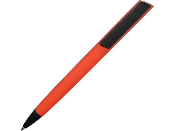 Ручка пластиковая soft-touch шариковая Taper, красный/черный