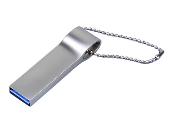 USB 2.0-флешка на 512 Мбайт с мини чипом и боковым отверстием для цепочки, серебристый