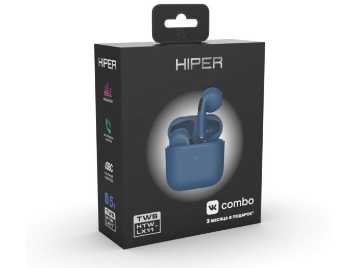 Беспроводные наушники HIPER TWS Lazo X11 Blue (HTW-LX11) Bluetooth 5.3 гарнитура, Синий