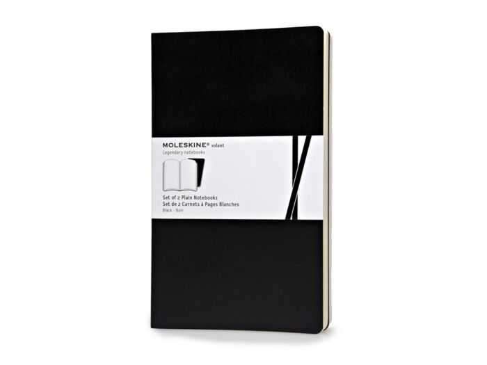 Записная книжка Moleskine Volant (нелинованная, 2 шт.), Large (13х21см), черный