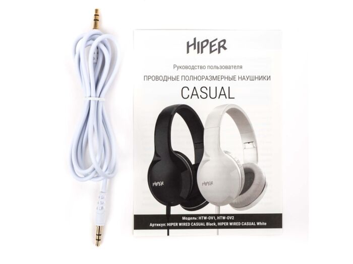 HIPER Наушники накладные WIRED CASUAL WHITE HTW-OV2