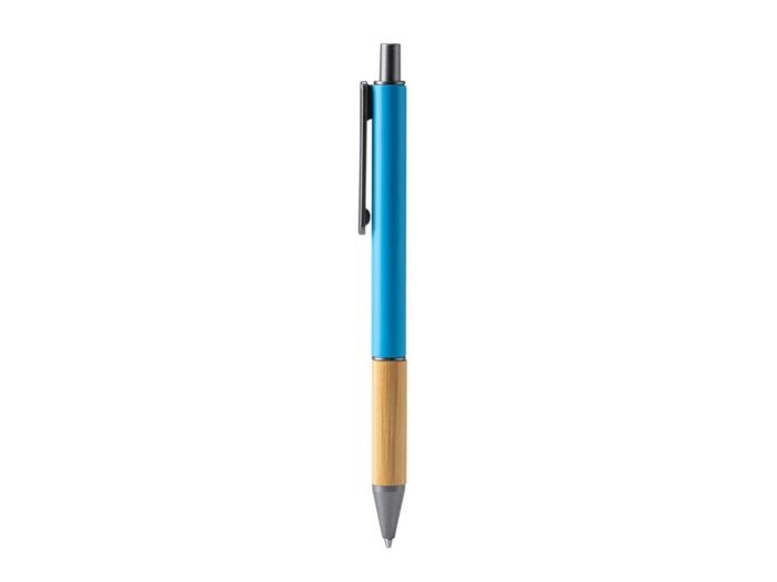 Ручка шариковая PENTA металлическая с бамбуковой вставкой, голубой