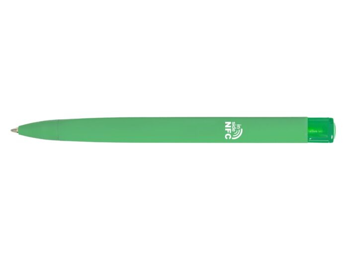 Ручка пластиковая шариковая трехгранная Trinity K transparent Gum soft-touch с чипом передачи инфо, зеленое яблоко