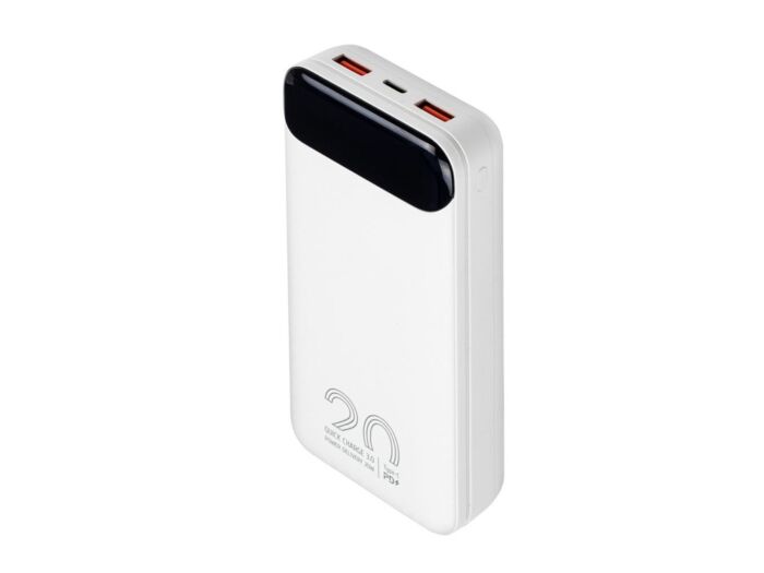 RIVACASE VA2580 (20 000mAh), QC/PD 20W внешний аккумулятор с дисплеем, белый /24