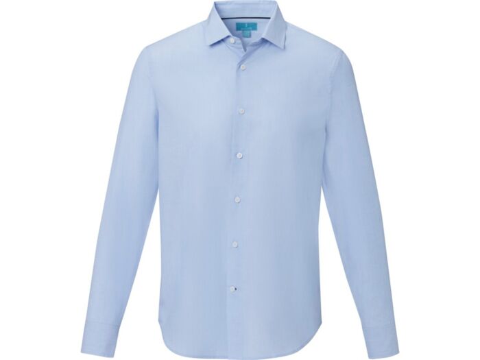 Cuprite Мужская рубашка с длинным рукавом, изготовленная из натуральных материалов, которые отвечают стандарту GOTS - Светло-синий