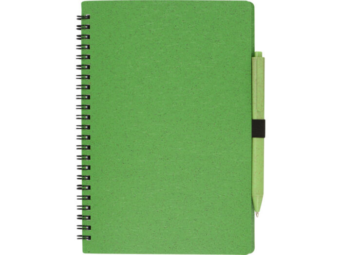 Блокнот А5 Toledo M, зеленый + ручка шариковая Pianta из пшеничной соломы, зеленый