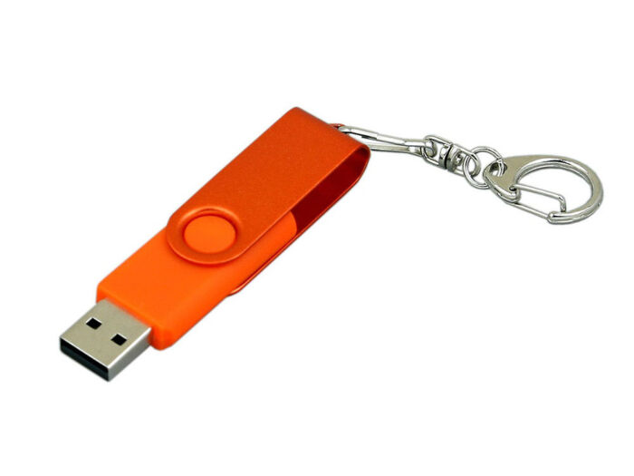 USB 2.0- флешка промо на 8 Гб с поворотным механизмом и однотонным металлическим клипом, оранжевый