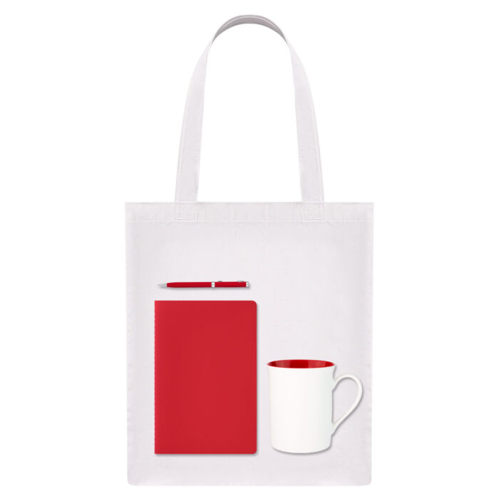 Подарочный набор Welcome pack, красный (шоппер, блокнот, ручка, кружка)