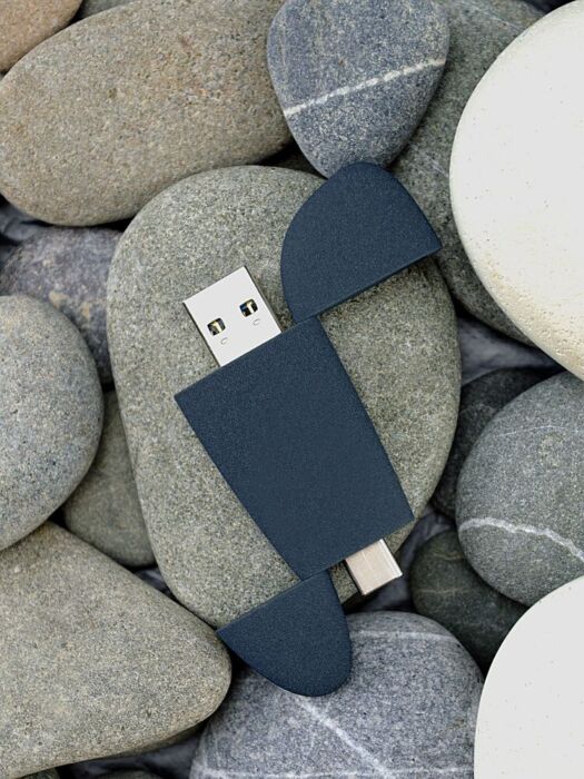 Флешка Pebble Type-C, USB 3.0, серо-синяя, 32 Гб