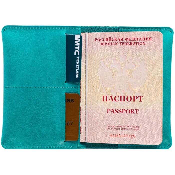 Обложка для паспорта Apache, ver.2, бирюзовая