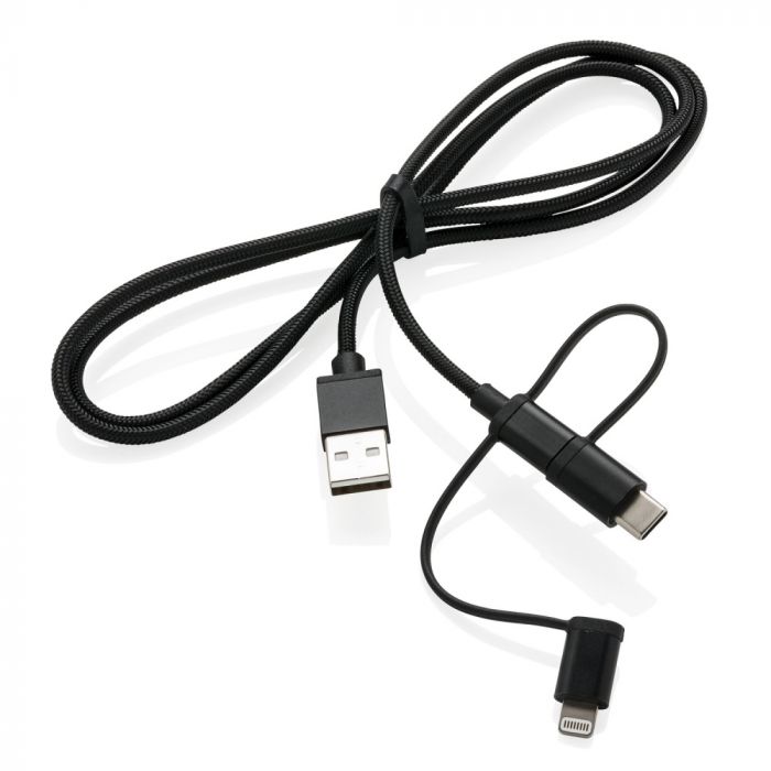 Универсальный кабель 3 в 1 с лицензией MFi, черный