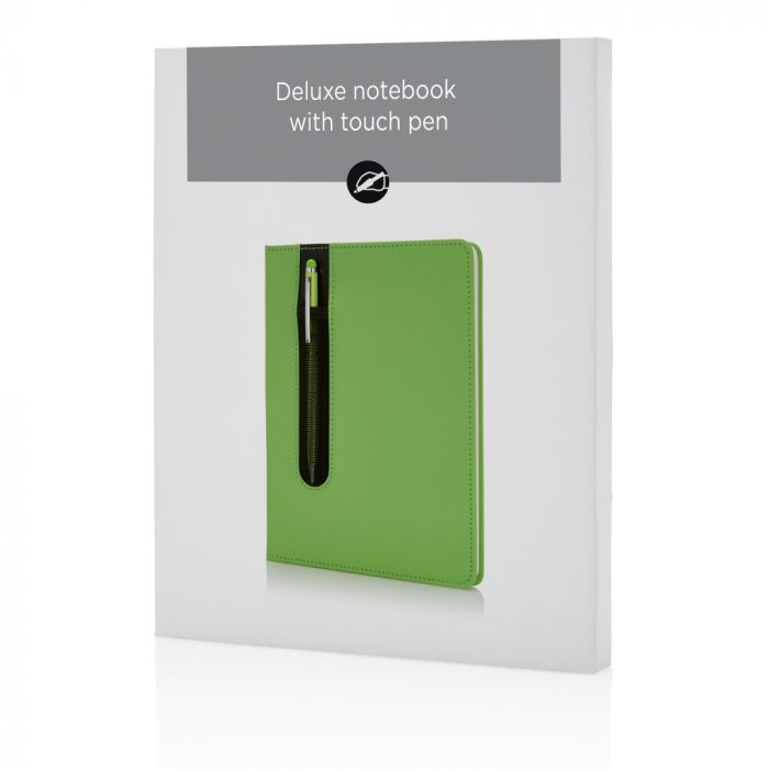 Блокнот для записей Deluxe формата A5 и ручка-стилус, зеленый