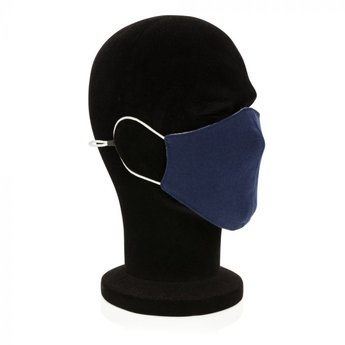 Двухслойная многоразовая маска из хлопка, темно-синий