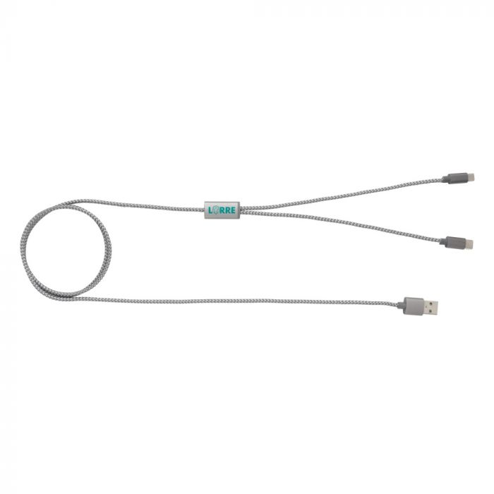 Плетеный кабель 3-в-1, серый