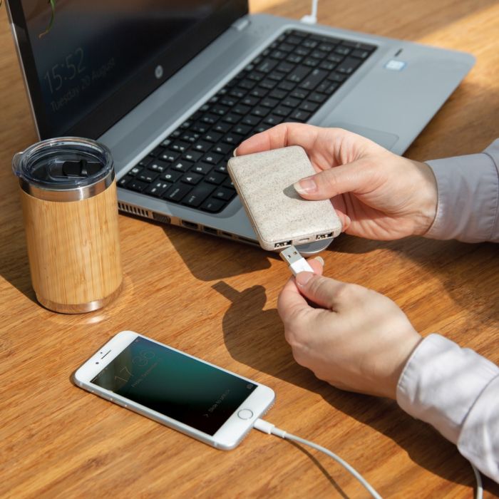 Карманный внешний аккумулятор Wheat Straw, 5000 mAh, коричневый