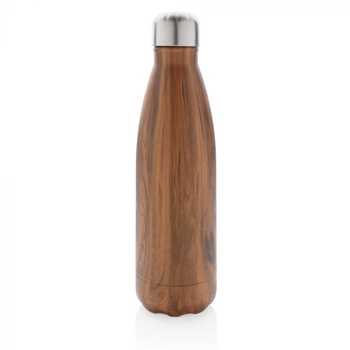 Вакуумная бутылка с принтом под дерево, коричневый